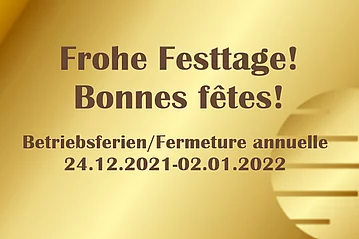 Frohe Festtage / Betriebsferien
